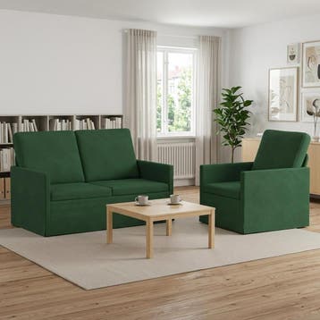 vidaXL bank / zetelstel 2 pcs Jungle Groen Corduroy stof, Verzenden, Nieuw