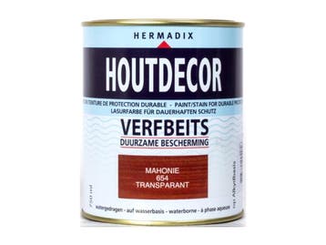Veiling - 4x Hermadix verfbeits transparant Mahonie 750ml Ho, Doe-het-zelf en Bouw, Verf, Beits en Lak, Nieuw