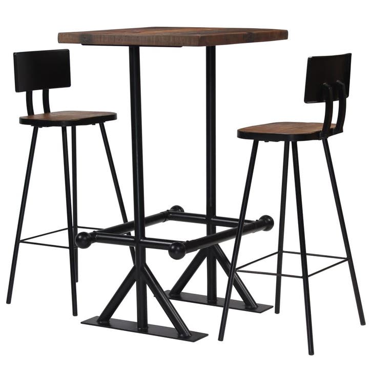 vidaXL 3-delige Barset massief gerecycled hout, Maison & Meubles, Salles à manger complètes, Envoi