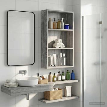 vidaXL Badkamer wandkast Grijze Sonoma 40 x 14 x 70 cm, Verzenden