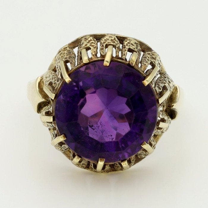 Bague - 14 carats Or jaune - améthyste, Bijoux, Sacs & Beauté, Bagues