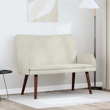 vidaXL 2-Zits Sofa Crèmekleurig 115 x 61 x 87 cm fluweel, Huis en Inrichting, Verzenden, Nieuw
