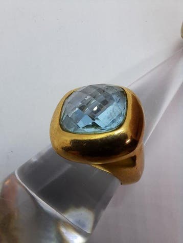 Ring - 18 karaat Geel goud Aquamarijn, Nieuw