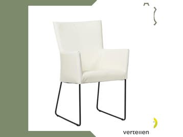 Leren eetkamerstoel Mate met armleuning - Toledo Bianco, Huis en Inrichting, Stoelen, Wit, Nieuw, Ophalen of Verzenden, Eén