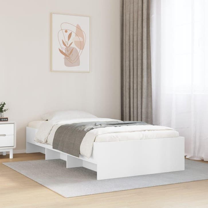 vidaXL Bedframe bewerkt hout wit 90x200 cm, Huis en Inrichting, Slaapkamer | Bedden, Nieuw, Verzenden