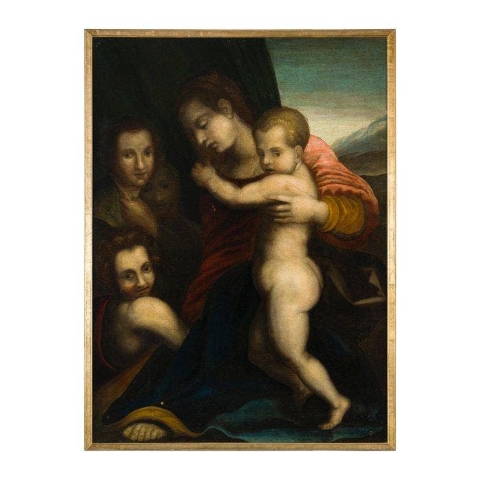 Copia anticda Andrea del Sarto (XVII) - Madonna col Bambino,, Antiquités & Art, Art | Peinture | Classique