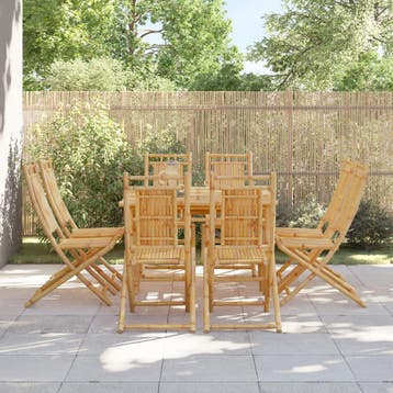 vidaXL Opklapbare stoelen, 8 stuks, 46x66x99 cm, bamboe, Verzenden, Nieuw