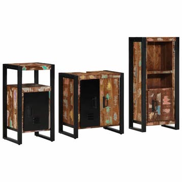 vidaXL Badkamermeubel Set met lade 3 pcs Massief, Huis en Inrichting, Badkamer | Badkamermeubels, Verzenden, Nieuw
