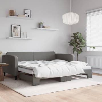 vidaXL Slaapbank met onderschuifbed 100x200 cm stof, Verzenden