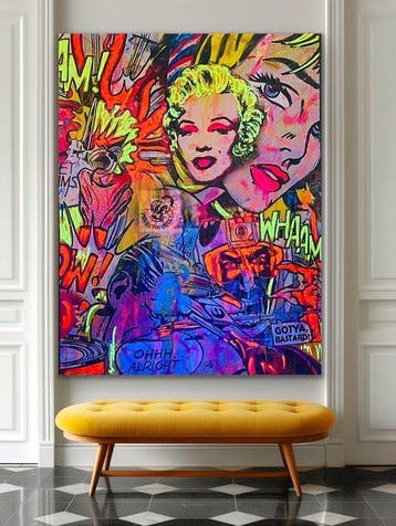 Joaquim Falco - LICHTENSTEIN WHAAM XXL FLUOR PAINT, Antiek en Kunst