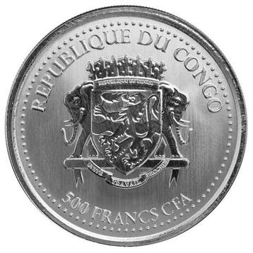 Congo. 500 Francs 2023 1 oz Congo Silverback Gorilla .999, Timbres & Monnaies, Métaux nobles & Lingots