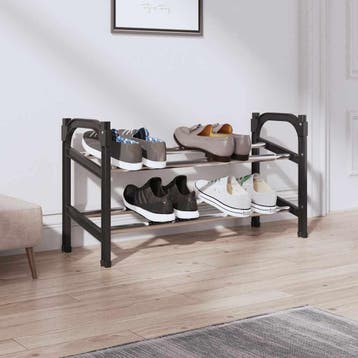 vidaXL Schoenenrek met 2 schappen verlengbaar 119x24x37 cm, Huis en Inrichting, Verzenden, Nieuw
