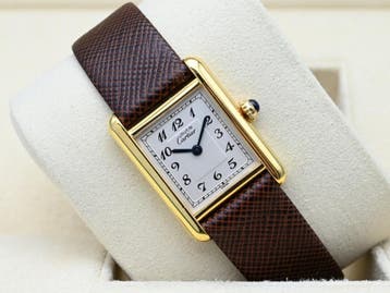 Cartier Tank Ref. 5057001 Year 1990s (Box), Handtassen en Accessoires, Horloges | Dames, Overige merken, Leer, Polshorloge, Ophalen of Verzenden