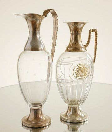 Fles (2) - Kristal en metaal - Caraffe Claret Jug 34 cm