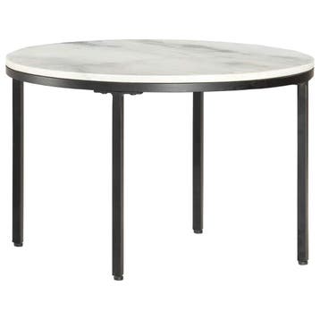 vidaXL Salontafel Ø65 cm echt massief marmer wit en zwart, Maison & Meubles, Tables | Tables de salon, Verzenden