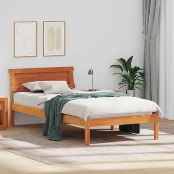 vidaXL Bedframe met hoofdeinde Wasbruin 80 x 200 cm Massief, Huis en Inrichting, Verzenden, Nieuw