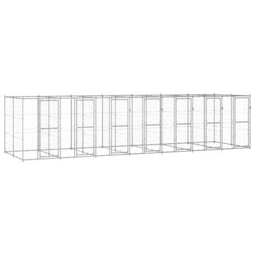 vidaXL Hondenkennel 16,94 m² gegalvaniseerd staal, Verzenden, Nieuw