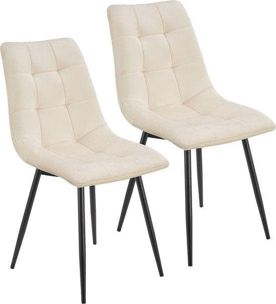 2dekans | Stalen Eetkamerstoelen Blanca - Set van 2 - Beige, Huis en Inrichting, Stoelen, Ophalen of Verzenden