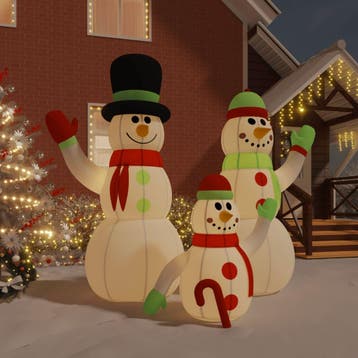 vidaXL Sneeuwpopfamilie opblaasbaar met LEDs 360 cm, Verzenden, Nieuw