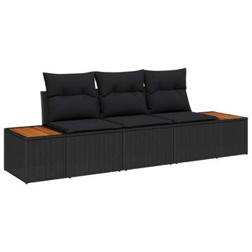 vidaXL Tuinbank Set 3 st Zwart poly rattan, Verzenden, Nieuw