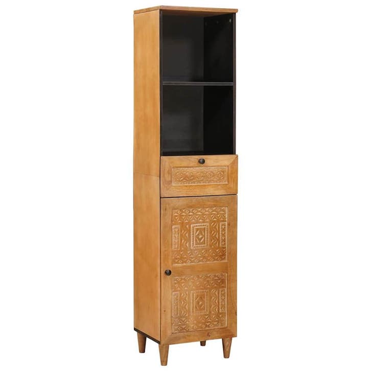 vidaXL Badkamerkast met lade Lichtbruin 38 x 33 x 160 cm, Huis en Inrichting, Badkamer | Badkamermeubels, Nieuw, Verzenden