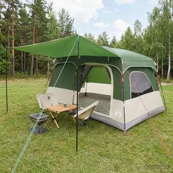 vidaXL Familietent 6-persoons Groen Polyester, Verzenden, Nieuw