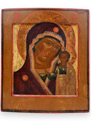 Icoon - Moeder Gods van Kazan - Tempera op paneel - 31x27 cm