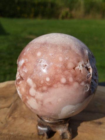 Roze en rode amethist Bol - Hoogte: 9 cm - Breedte: 9 cm-