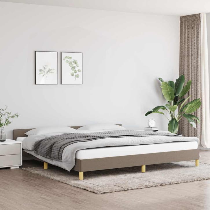 vidaXL Bedframe zonder matras stof taupe 200x200 cm, Huis en Inrichting, Slaapkamer | Bedden, Nieuw, Verzenden