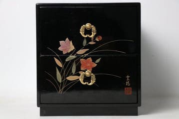 Aizu Lacquer (Aizu-nuri) Tweelaags sieradenkistje met
