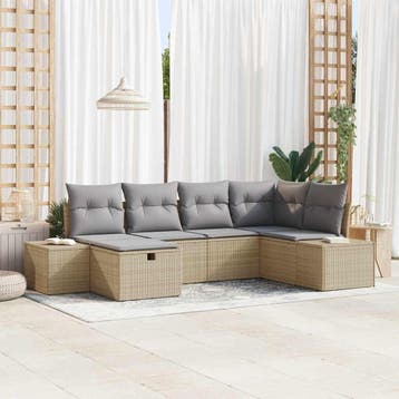 vidaXL Bankstel 6 st poly rattan, Verzenden