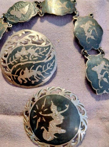 Broche - Thaïlande Siam niellé marqué (Sans prix de réserve)
