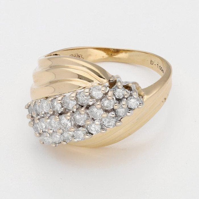 Bague - 14 carats Or jaune Diamant (Naturelle), Bijoux, Sacs & Beauté, Bagues