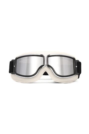 KIMU® Goggles Motorbril Skibril Bril Wit Montuur Zilveren Sp, Ophalen of Verzenden, Nieuw