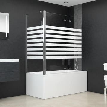 vidaXL Badwand gestreept 120x68x130 cm gehard glas, Doe-het-zelf en Bouw, Sanitair, Verzenden, Nieuw