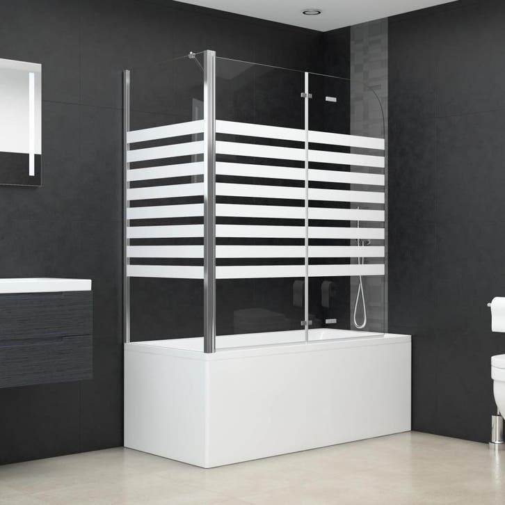vidaXL Badwand gestreept 120x68x130 cm gehard glas, Bricolage & Construction, Sanitaire, Envoi