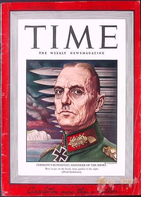 Cover Time Magazine1942 met Gerd von Rundstedt - kustverd..., Collections, Objets militaires | Seconde Guerre mondiale, Envoi