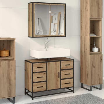 vidaXL Badkamermeubel Set 2 st Artisan Eiken 80 x 33 x 60 cm, Verzenden, Nieuw