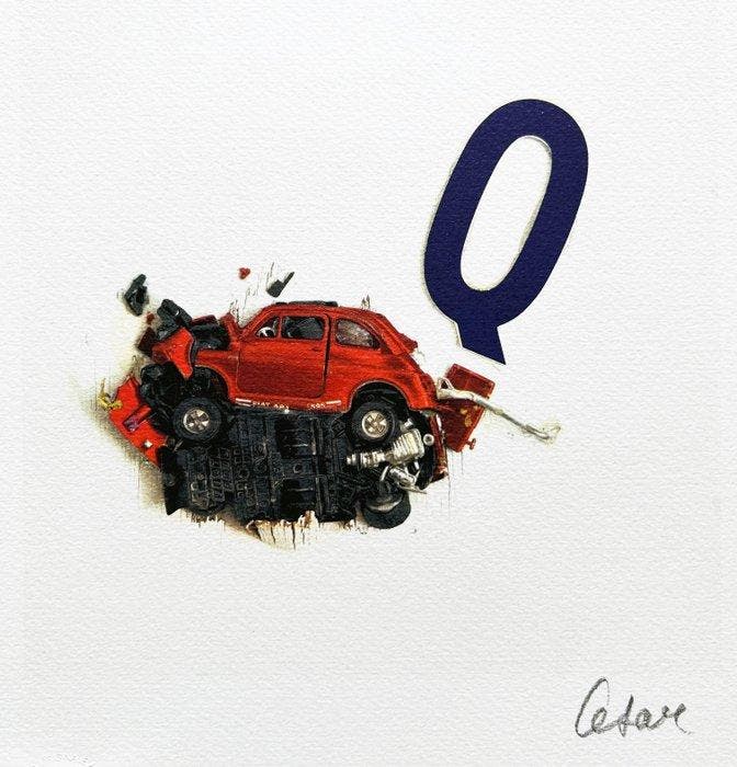 César Baldaccini (1921-1998) - L Alfabeto - La lettera Q, Antiquités & Art, Antiquités | Autres Antiquités