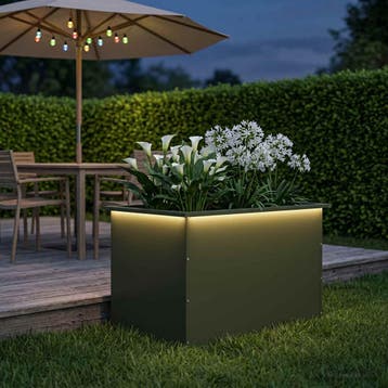 vidaXL Tuinplantenbak met led Olijfgroen 50 x 80 x 48 cm, Verzenden, Nieuw