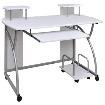 vidaXL Computerbureau 110x52x88,5 cm bewerkt hout wit, Verzenden