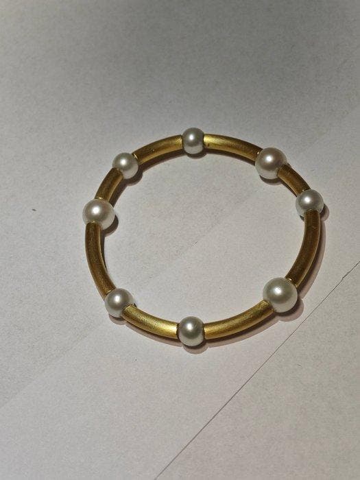 Zonder minimumprijs - Armband - 18 karaat Geel goud Parel, Handtassen en Accessoires, Armbanden