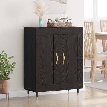 vidaXL Dressoir Zwart Eiken 69,5 x 34 x 90 cm Bewerkt hout, Verzenden