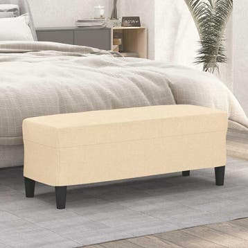 vidaXL Bankje 100x35x41 cm stof crèmekleurig, Huis en Inrichting, Verzenden, Nieuw