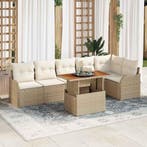 vidaXL Tuinbank Set met kussen 7 pcs beige en crèmekleurig, Verzenden, Nieuw