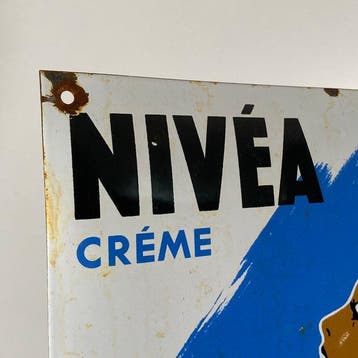 NIVEA - Emaille bord - 60x40cm - Gemaakt van dikke, Antiquités & Art