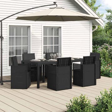 vidaXL Tuin Eettafel Set 7 st Antracietkleurig PP, Tuin en Terras, Verzenden, Nieuw