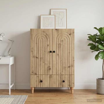 vidaXL Dressoir Artisanaal eiken 66 x 34,5 x 95 cm Bewerkt, Huis en Inrichting, Verzenden, Nieuw