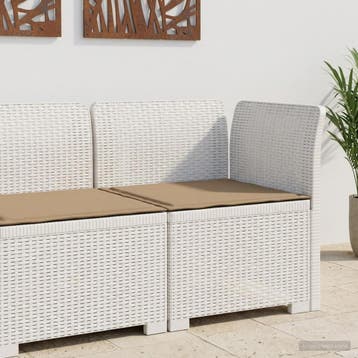 vidaXL Eén-zits Tuin Sofa met Kussen Rieten Look PP Wit, Verzenden, Nieuw