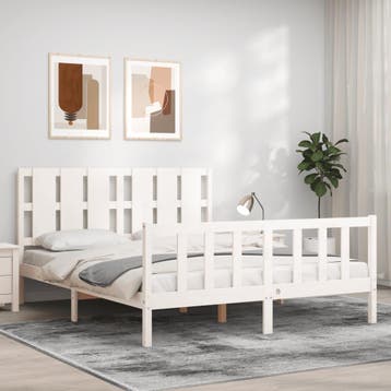 vidaXL Bedframe zonder matras massief grenenhout wit 160x200, Maison & Meubles, Verzenden